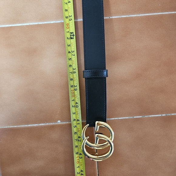 Gucci Black Leather Belt with Gold Buckle